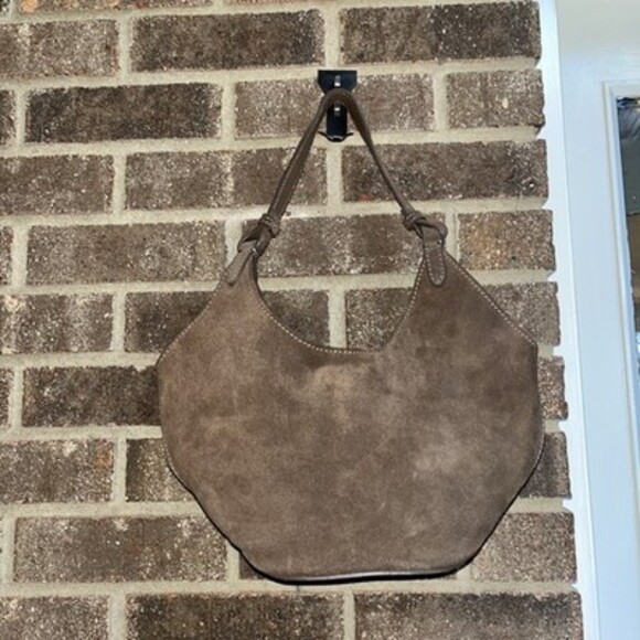 cuir veritable Suede Brown Hobo Shoulder Bag With Removable Long Leather Strap - Picture 3 of 12